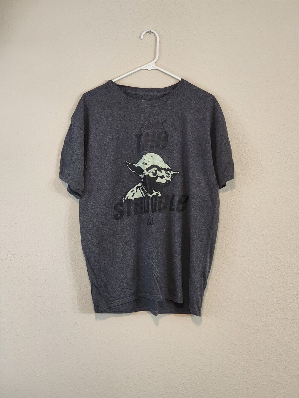 Star Wars Yoda T-shirt, "Real is the Struggle", Size - L